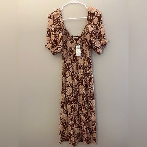 Abercrombie & Fitch Brown Floral Midi Dress